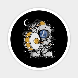 Astronaut Drummer Litecoin LTC Coin To The Moon Crypto Token Cryptocurrency Blockchain Wallet Birthday Gift For Men Women Kids Magnet